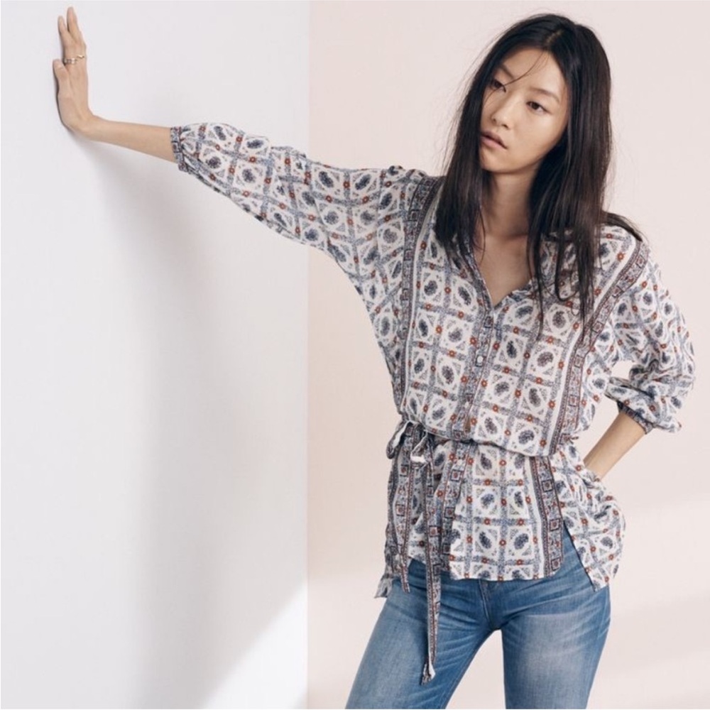 Madewell. Picnic paisley mixed print tunic. 100% cotton